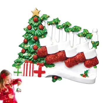 Коледни чорапи декор Коледа висулка за дърво име чорапи сплав отглеждане форма с червена панделка линия коледна украса