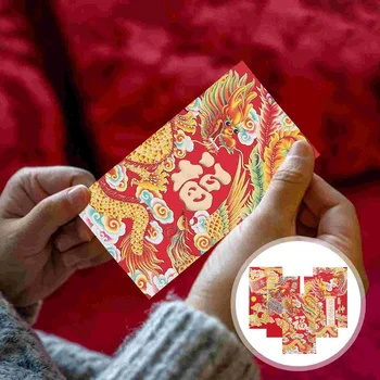Китайски червени пликове 30Pcs 2024 година Драконово червен пакет пролетен фестивал Пакети с късметлийски пари Хонг Бао подарък пари торбичка
