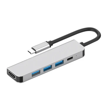 Type C до 4K докинг станция 5 в 1 HUD за лаптоп за мобилен телефон USB 3.1 Type-C към USB3.0 HUB + USB-C PD +