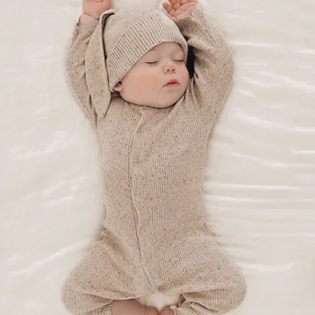 Baby Romper яма лента бебе момче момиче дрехи есен дълъг ръкав новородено гащеризон точка ребро бебе мода Botton нагоре облекло 0-24M