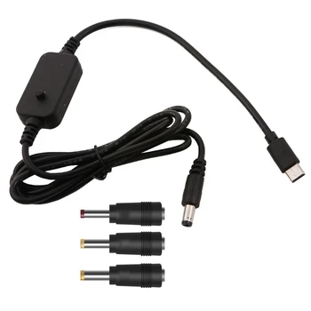 USB C до 5.5x2.1mm 3.5x1.35mm 5V 9V 12V 15V 20V Регулируем захранващ кабел с изходен дисплей за рутера на камерата