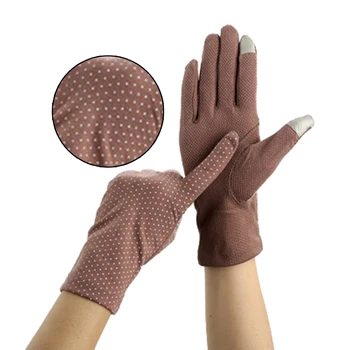 Летни дами колоездене слънцезащита нехлъзгаща дантела тънки ръкавици памук сензорен екран ръкавици