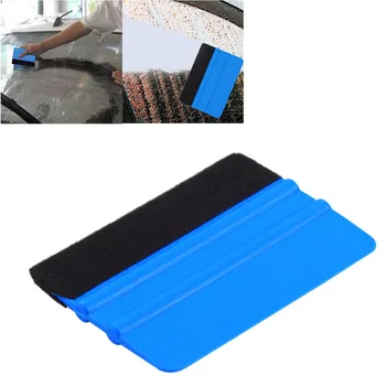 1Pcs 10x7cm Auto Styling Vinyl Carbon Fiber Window Ice Remover Cleaning Wash Car Scraper With Felt Squeegee Tool Film Wrapping