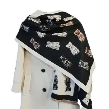 2024 Нов моден дизайн зимен кашмирен шал жени котка шал обвивка топла бандана дебело одеяло женски Echarpe Pashmina Foulard