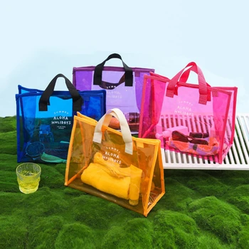 Голям капацитет PVC плувна чанта плажна чанта Външна преносима чанта за дрехи Чанта за съхранение на обувки Козметична чанта Мода прозрачна чанта