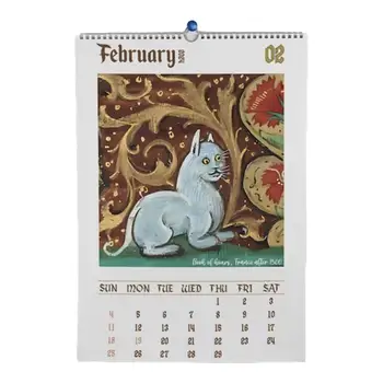 Смешен котешки календар 2024 Стенен висящ годишен календар за стена на котка Планировчик на календара на котката Дневен календар на любителите на котки Планировчик Начало