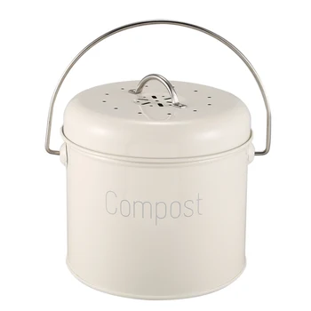 Кошче за компост 3L - Кухненско кошче за компост от неръждаема стомана - Кухненски компостер за хранителни отпадъци - Филтър за въглища