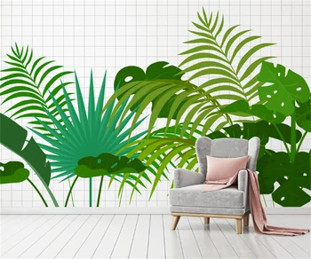 Персонализиране на всякакъв размер 3D водоустойчив стенопис тапет модерен свеж зелен фон на растенията стена зелено растение диван фон стикер