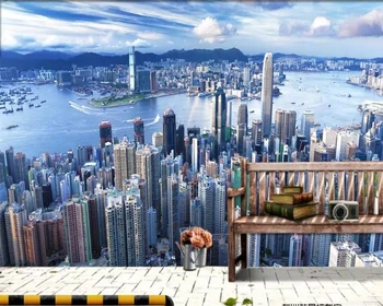beibehang Персонализиран тапет 3d стенопис красив Хонг Конг Виктория архитектура модерен фон декоративна живопис 3d тапет