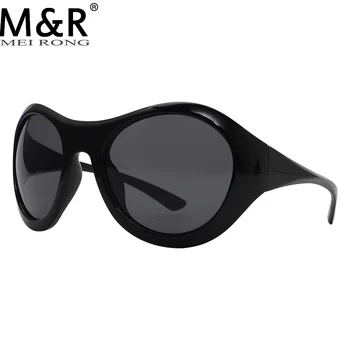 2024 Простота Личност Дамски кръгли слънчеви очила Ретро Y2K очила за езда с голяма рамка Нови модерни и модерни спортни Sunn