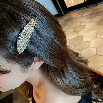 Перо листа форма шнола метални фиби Нова сплав реколта щипка за коса за жени Дамски шапки Аксесоари за коса 2023 Мода