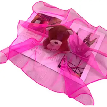 плътен цвят кърпа 2 бр жените гладка сатен прозрачна мрежа тънък регулируема кърпа комплект декоративни леки меки