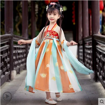 Момичета' Хан Китайски костюм рокля есен есен пола лято малко момиче летни деца принцеса рокля есенни дрехи