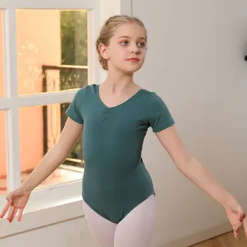 Детски балет трико памук къс ръкав дълъг ръкав малки деца момиче танц облекло гимнастика костюм ритмична тренировка боди тънък