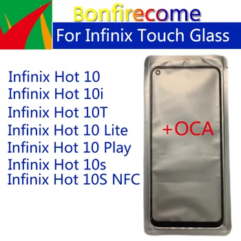 10Pcs\Lot За Infinix Hot 10 Play Lite 10i 10T 10S NFC LCD преден стъклен сензорен екран панел обектив с OCA лепило замяна