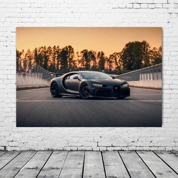 Supercar плакати Bugattis Chiron Pur Sport Черна кола платно картини Стенни арт плакати и принтове за хол декор