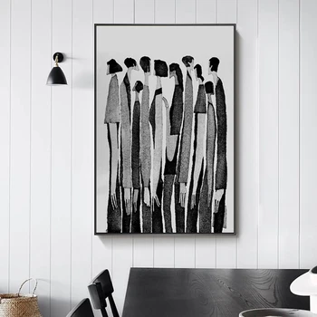 Модерни черно-бели абстрактни герои Моден плакат Живопис Платно Печат Арт Картини за хол Домашен декор