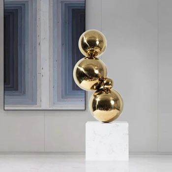 Модерна неръждаема стомана сфера топка скулптура метал абстрактен дом декорация
