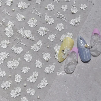 1pcs 5D цвете лък релефни нокти стикер перла за нокти изкуство декорации пеперуда лепенки самозалепващи плъзгачи маникюр дизайн
