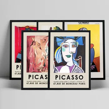 Абстрактно момиче Пикасо изложба цветни модерни плакати и отпечатъци стена изкуство платно живопис стена стая снимки за дома Docor