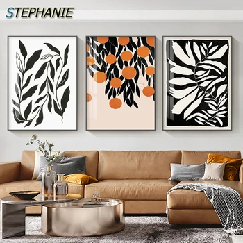 Nordic Abstract Flower Plant Leaf Wall Art Canvas Paintings Colorful Posters Prints Стенни картини за хол Галерия Декор