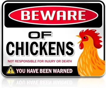 Пазете се от пилета Предупредителен знак Пиле фен любители пиле знаци за кооп смешно на открито |Пилешки подаръци за любителите на пилета