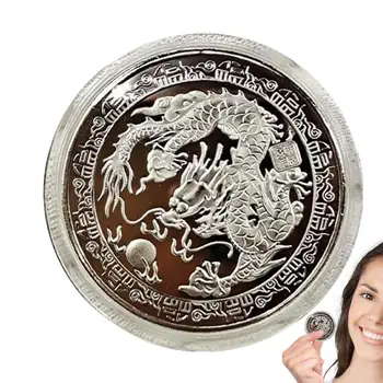 2024 Зодиакална година на дракона Възпоменателна монета Възпоменателен медал Златен и сребърен единичен дракон Възпроизвеждане на мъниста монета изкуство подарък