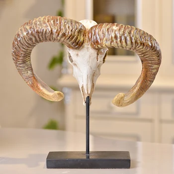 Кози бик череп главата стена висящи декор 3D животински скулптура фигурки занаяти рог за стая Начало Хелоуин декорация аксесоари