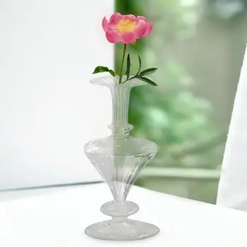 Стъклена ваза саксия модерна елегантна маса централен елемент настолен орнамент за вход маса за хранене спалня бюро декорация на дома