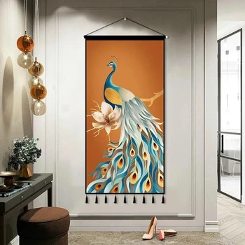 Златен паун платно живопис животински плакати за дома хол декорация стена живопис отпечатъци картини Начало декор