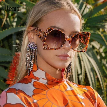 2022 Модни женски квадратни слънчеви очила за жени Извънгабаритни луксозни нюанси Дизайн на марката слънчеви очила UV400 очила на едро