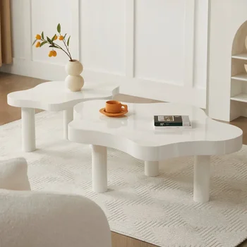 Минималистични бели маси за кафе Скандинавски идеи Японски малки съхранение Естетически естествен грим за странична маса Tisch стая мебели