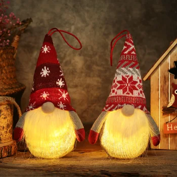 Коледна висулка Светещи гном Коледни кукли със светлини Коледно дърво декорации Нова година 2023 Детски подарък Navidad Home Decor