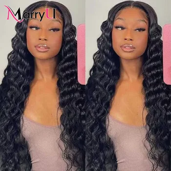 MARRYU 6X4 Loose Deep Wave Wig Wear And Go Glueless Human Hair Wig Lace Front Loose Wave Wig Pre Cut Pre Plucked Closure Wigs