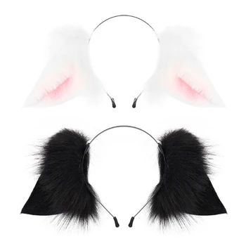 Cat Foxes Fux Furs Ears Лента за глава Ръчно изработени животински космати уши Обръч за коса за жени НОВО