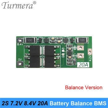 Turmera 2S 20A 7.2V 8.4V Баланс BMS 18650 21700 26650 Литиева батерия Защитна платка за отвертка бормашина и фар Използвайте A