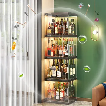 Прозрачни акрилни бар шкафове Рафт бар дисплей търговски съхранение вино шкафове хол срещу стената дисплей кабинет