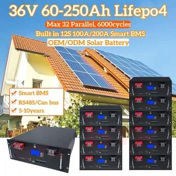 GTK 36V Lifepo4 батерия 60Ah 80Ah 100Ah 120Ah 150Ah 180Ah 200Ah 250Ah с CAN RS485 PC монитор Max 32 паралелно за Слънчевата система