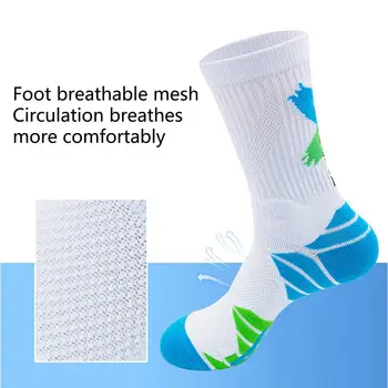 Баскетболни чорапи Антидеформирани дълги чорапи Удароустойчив протектор за крака Стилен сгъстен чорапи за бягане