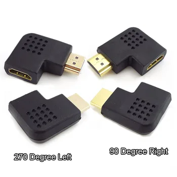 Мъжки към женски HDMI-съвместим адаптер конвертор 90 градуса ъгъл завой надясно ляв удължителен кабел конектор HD 1080P L19