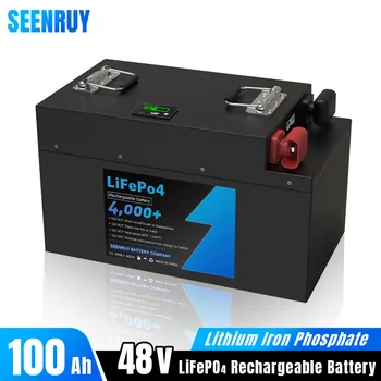 48V 100Ah Lifepo4 Deep Cycle Battery Pack Вграден BMS Опционален Bluetooth за RV слънчева енергия Home Backup + зарядно устройство