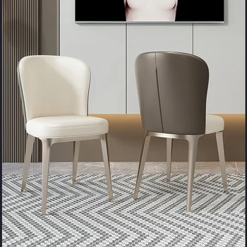 Модерни минималистични столове за хранене Подлакътник Скандинавски метален дизайн Моден стол Свободно време Тапицирани Sillas De Comedor Мебели за дома