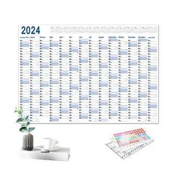 365 ден Година Календар Годишен целогодишен голям календар 365-дневен голям плакатен календар с двустранен стикер за училище