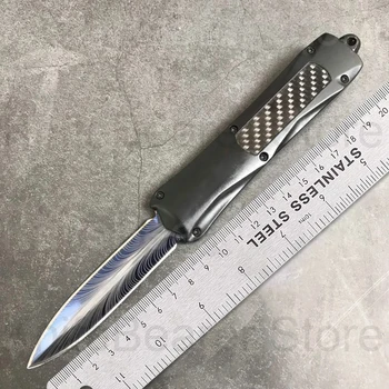 Micro OTF Tech Knife 3300 Combat Troo Series 440 Стоманено острие 57HRC Твърдост Цинкова алуминиева сплав Дръжка от въглеродни влакна Джобен нож