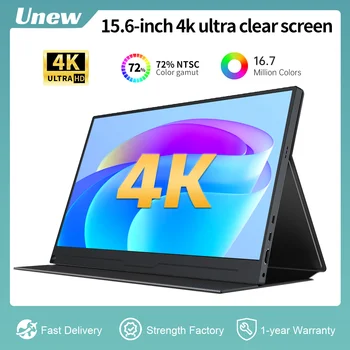 Unew 15.6 инчов 4K Ultra Clearscreen HD геймърски монитор преносим екран USB-C HDMI съвместим външен за Xbox Switch лаптоп