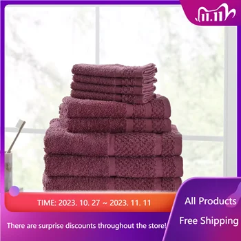 10 парче кърпа за баня комплект с подобрена мекота и издръжливост, малина Насърчаване на продажбите Насърчаване на продажбите