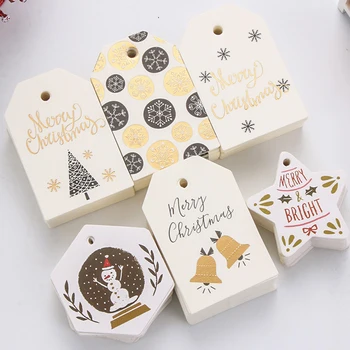 Весела Коледа Етикети етикети, опаковъчна хартия за подаръци, висящи етикети, Дядо Коледа, коледни картички, DIY занаяти, парти консумативи