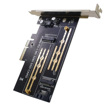 PCIE към M.2 адаптер SATA M.2 M KEY Nvme SSD NGFF към PCIE адаптер PCIE 4X двуканална щрангова карта