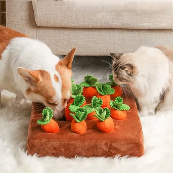 Куче котка играчка морков плюшени домашни любимци зеленчук дъвчете играчка подуши домашни любимци скриване на хранителни играчки за подобряване на хранителните навици трайни дъвчащи кучета аксесоари