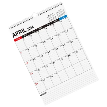 2024 Монтиране на стена Малък календар грим Advent Coil месечно за офис хартия стая обратно броене бюро календари